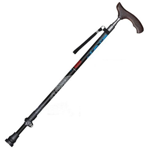 【VOSUN】新款 Super Carbon T把超輕量碳纖維二節式快扣健行登山杖/柺杖_789CT 黑