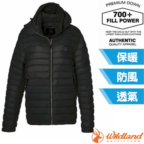 WILDLAND 荒野 男新款 700FP可回溯羽絨連帽外套.夾克.風衣_0B02102-54 黑色