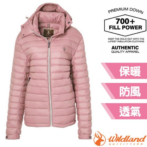 WILDLAND 荒野 女新款 700FP可回溯羽絨連帽外套.夾克.風衣_0B02101-138 摩曼粉