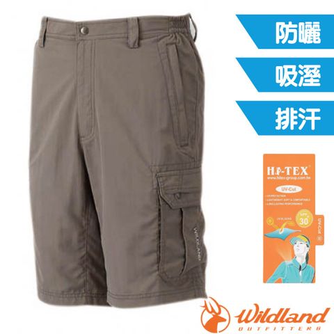 WILDLAND 荒野 男 透氣抗UV短褲.休閒運動短褲.工作褲_ W1389-83 白卡其色