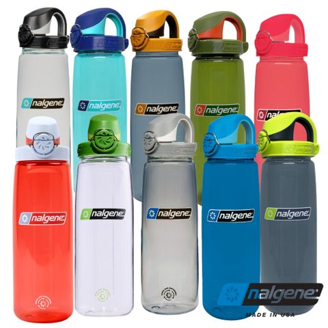Nalgene Sustain OTF運動型水壼 650cc 透明/綠蓋、透明/黑蓋