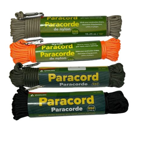 COGHLANS 傘繩 橘/棕/黑-50英尺