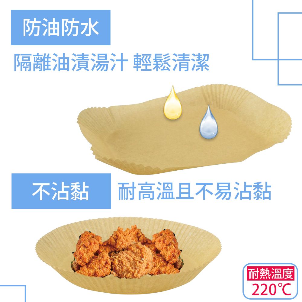 點秋香 圓形20CM氣炸鍋料理紙托盤 50入
