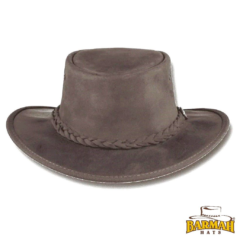 BARMAH HATS  澳洲經典皮革牛仔帽/圓盤帽 深棕色 1060BR - 全粒面牛皮