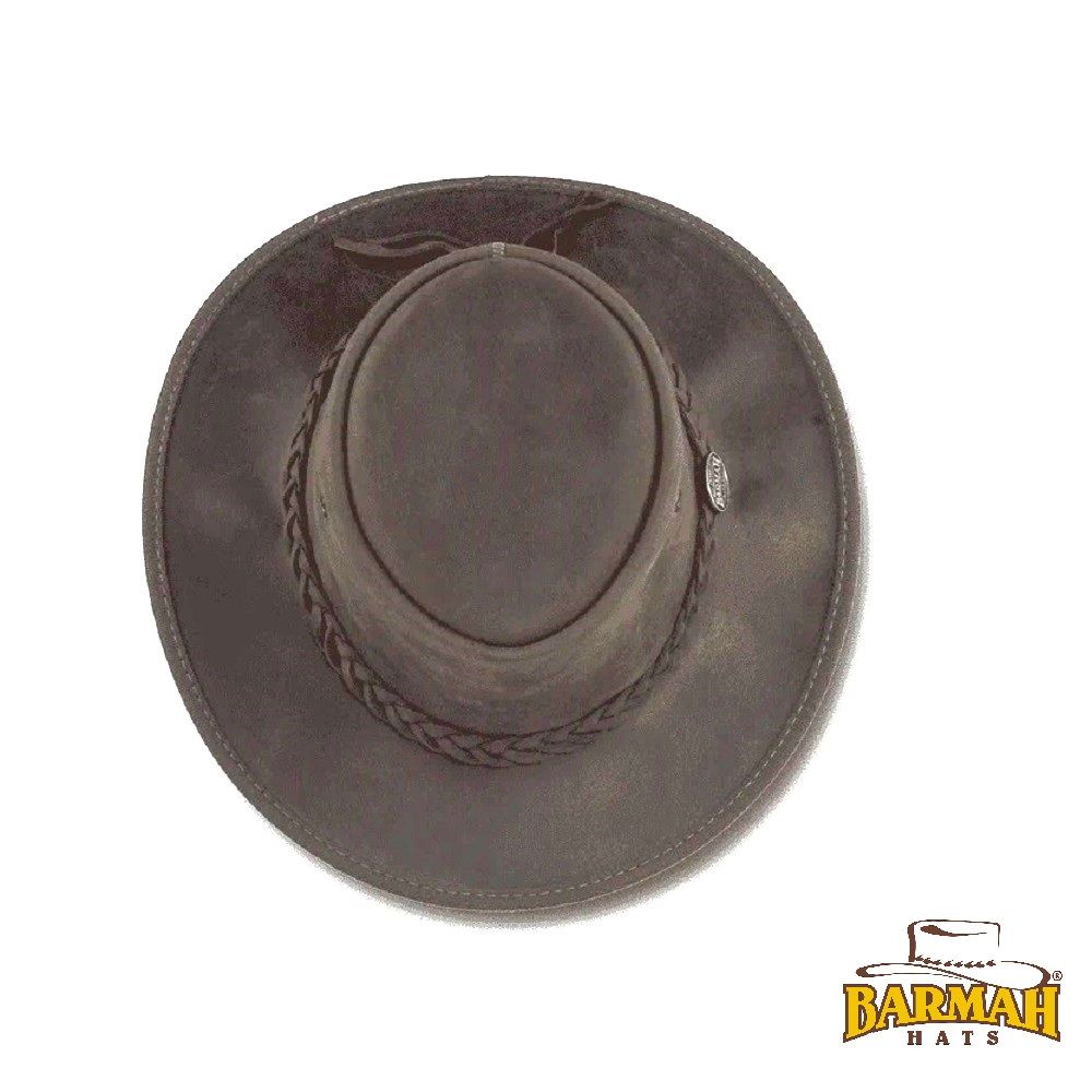 BARMAH HATS  澳洲經典皮革牛仔帽/圓盤帽 深棕色 1060BR - 全粒面牛皮