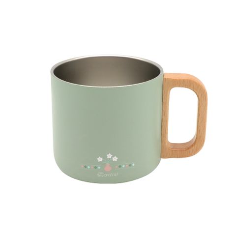 ADISI 不鏽鋼木柄保溫杯 AS23070 / 浮雕綠