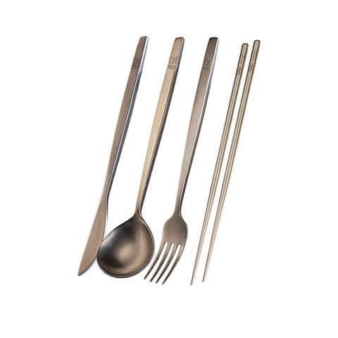 Keith 鎧斯實心長柄西餐禮盒套裝 鈦刀叉勺筷 / Ti5211.鈦環保筷 西式牛排刀 長柄甜品叉