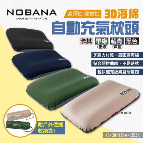 Nobana 3D海綿自動充氣枕頭