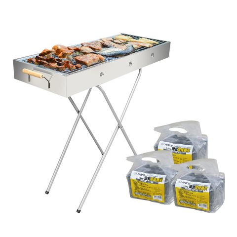 妙管家 高腳不鏽鋼烤肉爐/烤肉架BBQ-5316 中秋燒烤超值組