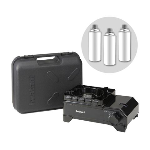 日本岩谷Iwatani戶外防風Jr.迷你黑武士磁式瓦斯爐-2.3kw-附外盒贈3入瓦斯罐