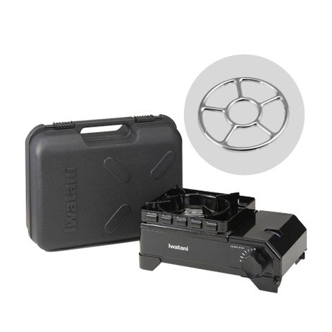 日本岩谷【Iwatani】戶外防風Jr.迷你黑武士磁式瓦斯爐2.3kW-附外盒-日本製-搭贈不鏽鋼爐架