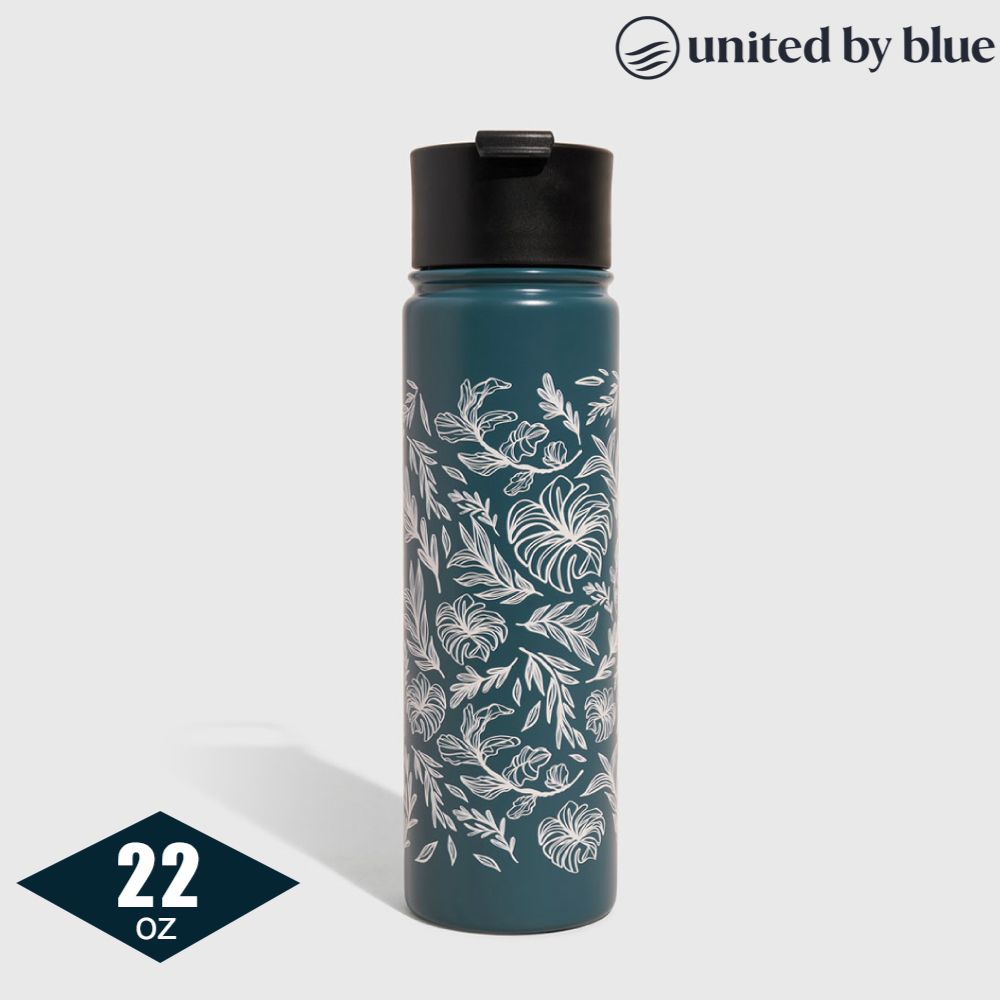 United by Blue  22oz 不鏽鋼保溫瓶 707-279604-植物-深藍 (650ml)