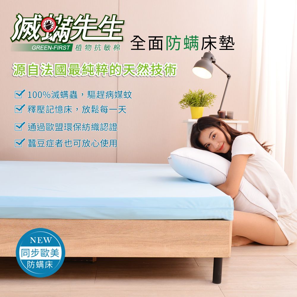 LooCa 法國防蹣5cm全記憶床墊-單人3尺(贈枕套+四季被)