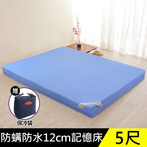 LooCa防蟎防水12cm記憶床墊-雙人5尺