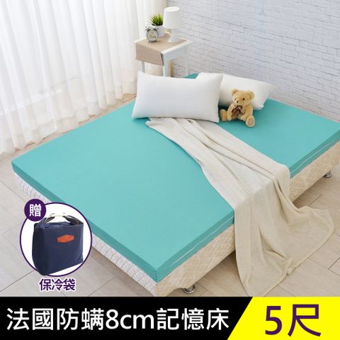 LooCa法國防蟎防蚊彈力8cm記憶床墊-雙人5尺