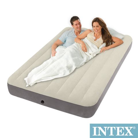 【INTEX】新型氣柱-雙人植絨充氣床墊(寬137cm)