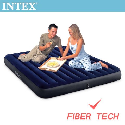 【INTEX】經典雙人特大(新款FIBER TECH)充氣床墊-寬183cm(64755)