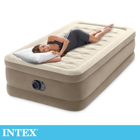 【INTEX】超厚絨豪華單人加大充氣床-寬99cm (內建電動幫浦-fiber tech)(64425)