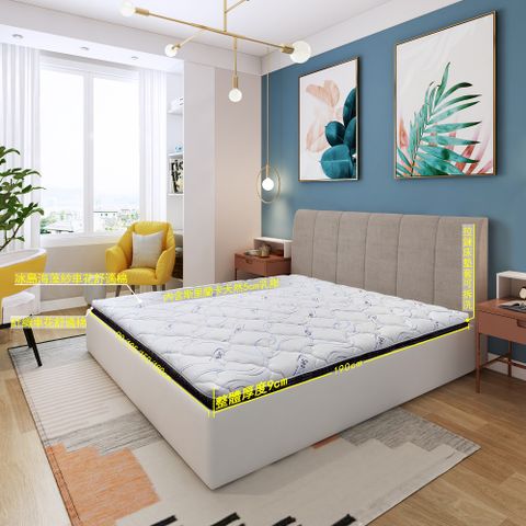 【富郁床墊】冰島海藻紗-斯里蘭卡天然乳膠9cm床墊 雙人5尺 拉鍊式床墊套可拆洗 台灣床墊工廠直營