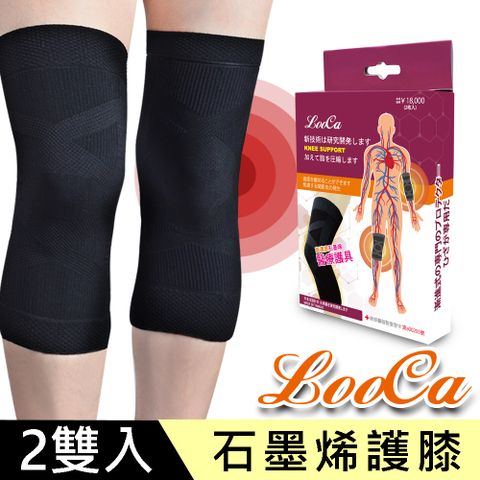 【LooCa】醫療級石墨烯護膝二雙(漸進式加壓護具-膝蓋專用未滅菌)