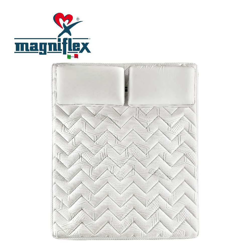 Magniflex 曼麗菲斯 科技涼感記憶床墊(12型)+2入記憶枕(標準雙人5尺 / 中硬型床墊 / 枕頭兩入)