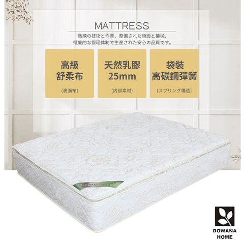 【多瓦娜】米雪兒P8乳膠加厚三線雙人獨立筒床墊-5尺