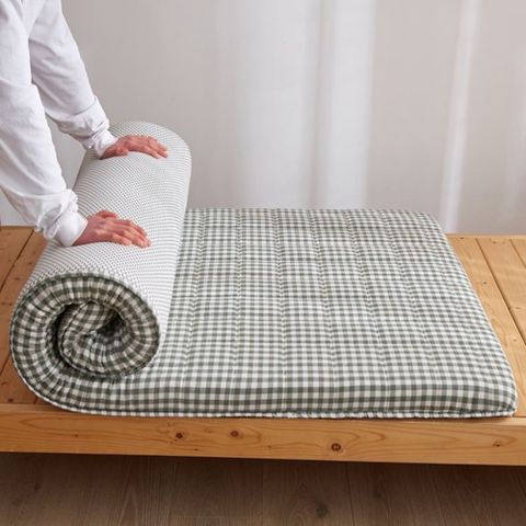 日式水洗棉綠格子抗壓雙人床墊150*200CM厚8CM(日式床墊/雙人/租屋)