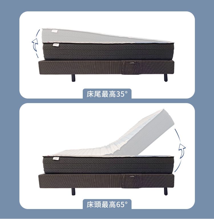 床尾最高35°床頭最高65°