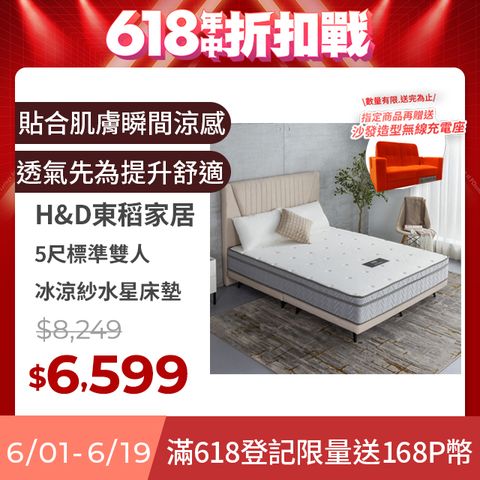 【H&D 東稻家居】國民系列-冰晶砂水星獨立筒床墊 - 5尺雙人床墊