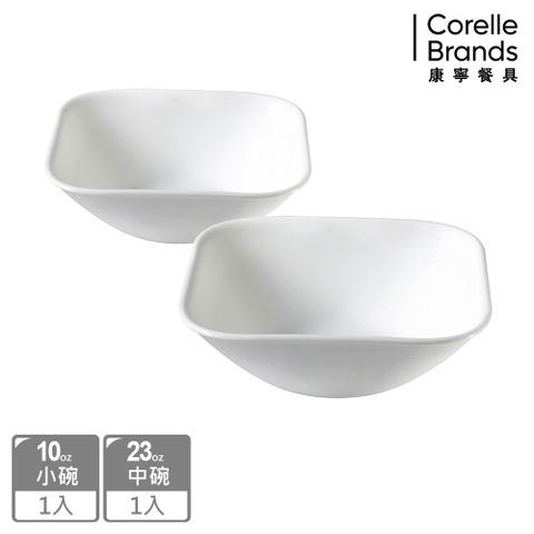 Corelle Brands 康寧餐具 CORELLE 康寧 純白2件式方形餐碗組(B19)