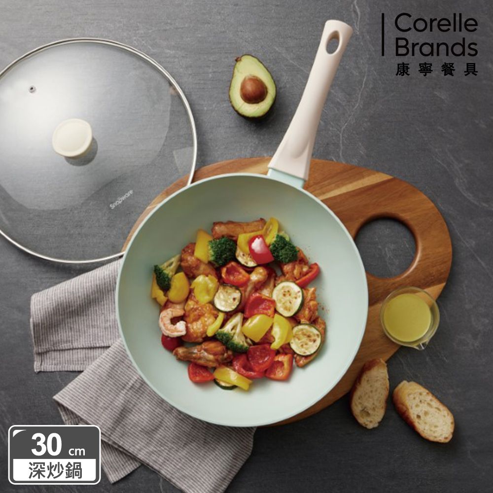 Corelle Brands 康寧餐具 康寧 Snapware 鈦輕量不沾深炒鍋30cm(含鍋蓋)