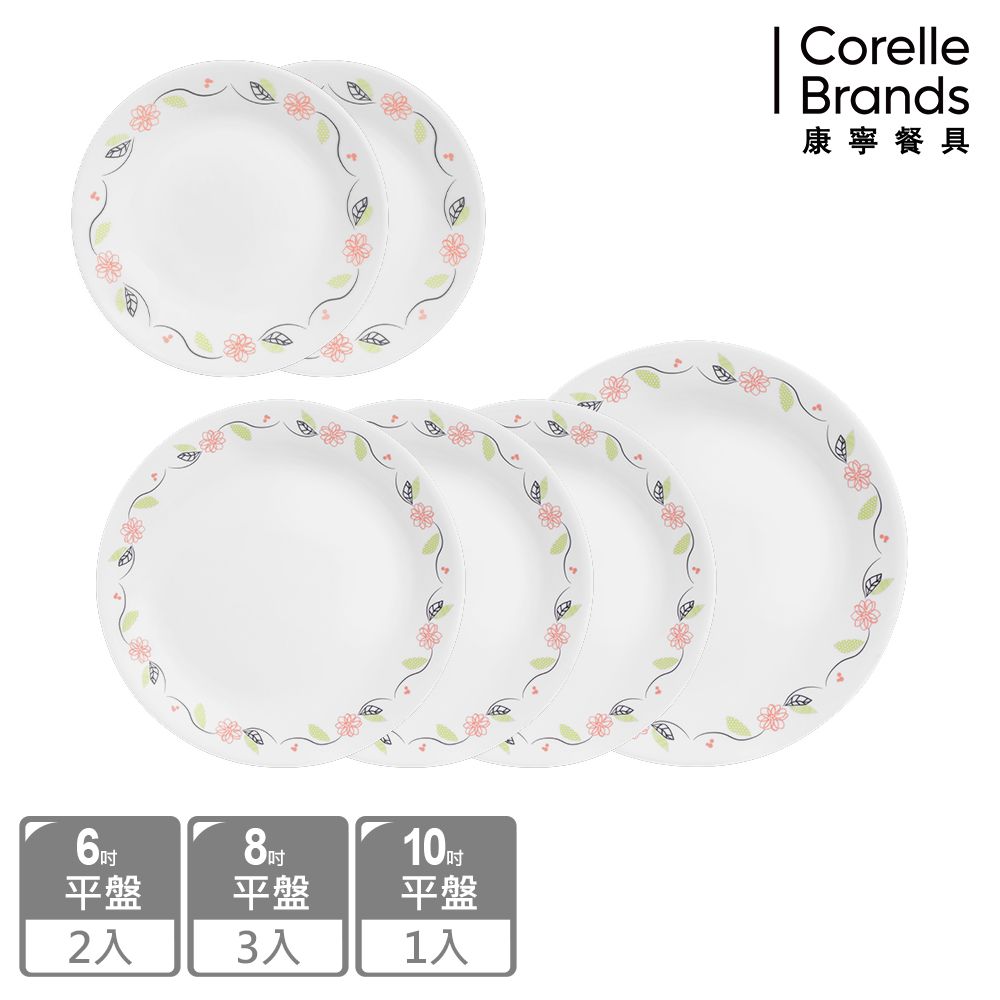 Corelle Brands 康寧餐具 【美國康寧 CORELLE】多花色6件式餐盤組(多款組合)