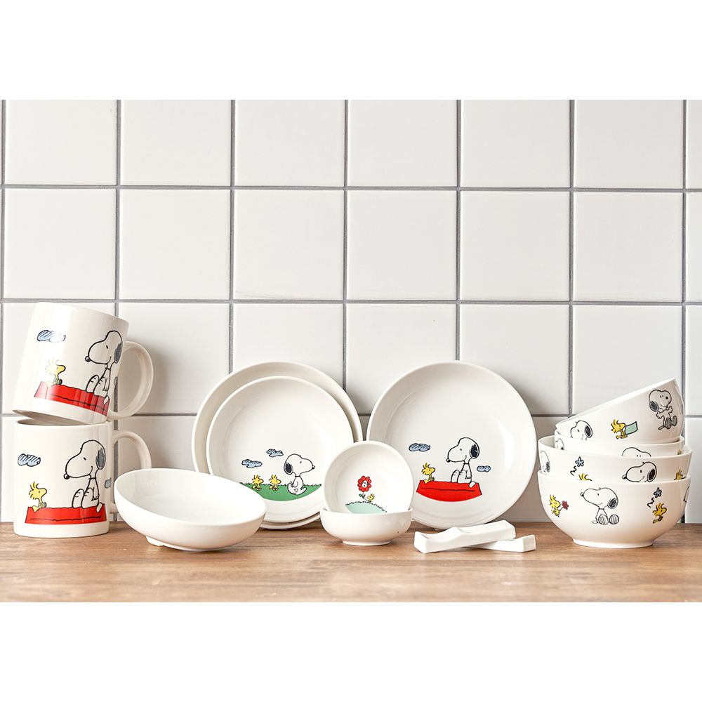 Corelle Brands 康寧餐具 【美國康寧 CORELLE】SNOOPY HOME 14件式陶瓷餐具禮盒