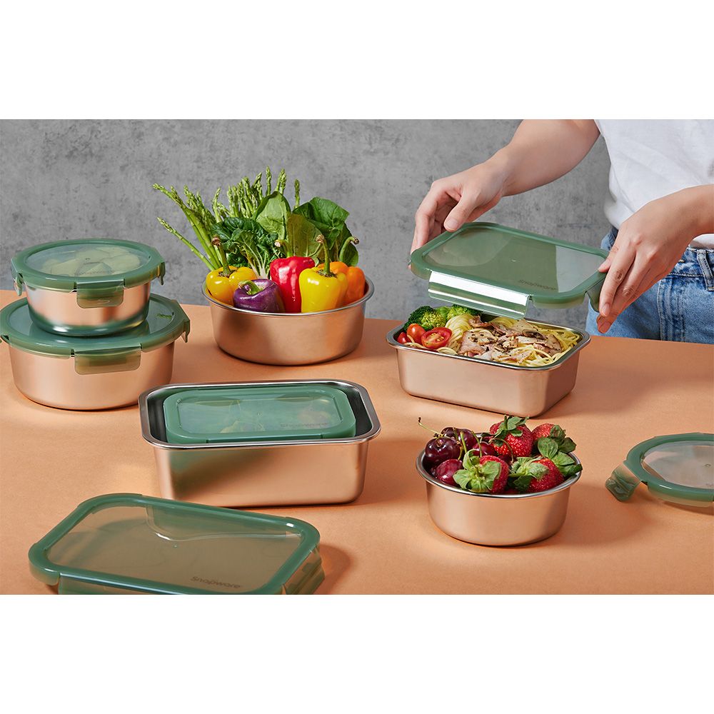 Corelle Brands 康寧餐具 【Snapware 康寧密扣】 Eco Fresh 316不鏽鋼可微波保鮮盒2入組-B06(820ML+1250ML)