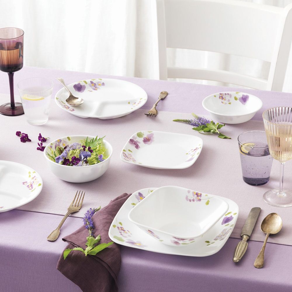 Corelle Brands 康寧餐具 【美國康寧 CORELLE】紫霧花彩500ml湯碗三入組