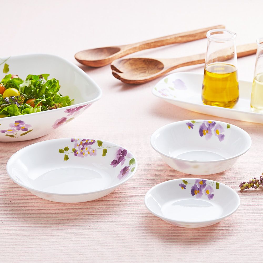 Corelle Brands 康寧餐具 【美國康寧 CORELLE】紫霧花彩500ml湯碗三入組