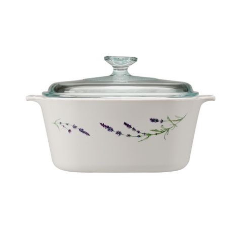 【美國康寧 Corningware】薰衣草園方型康寧鍋3L