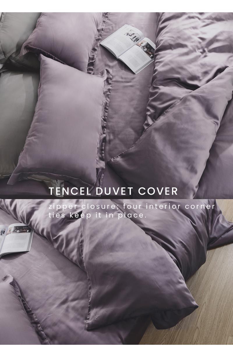 TENCEL DUVET COVERzipper closure four interior cornerties keep it in place.