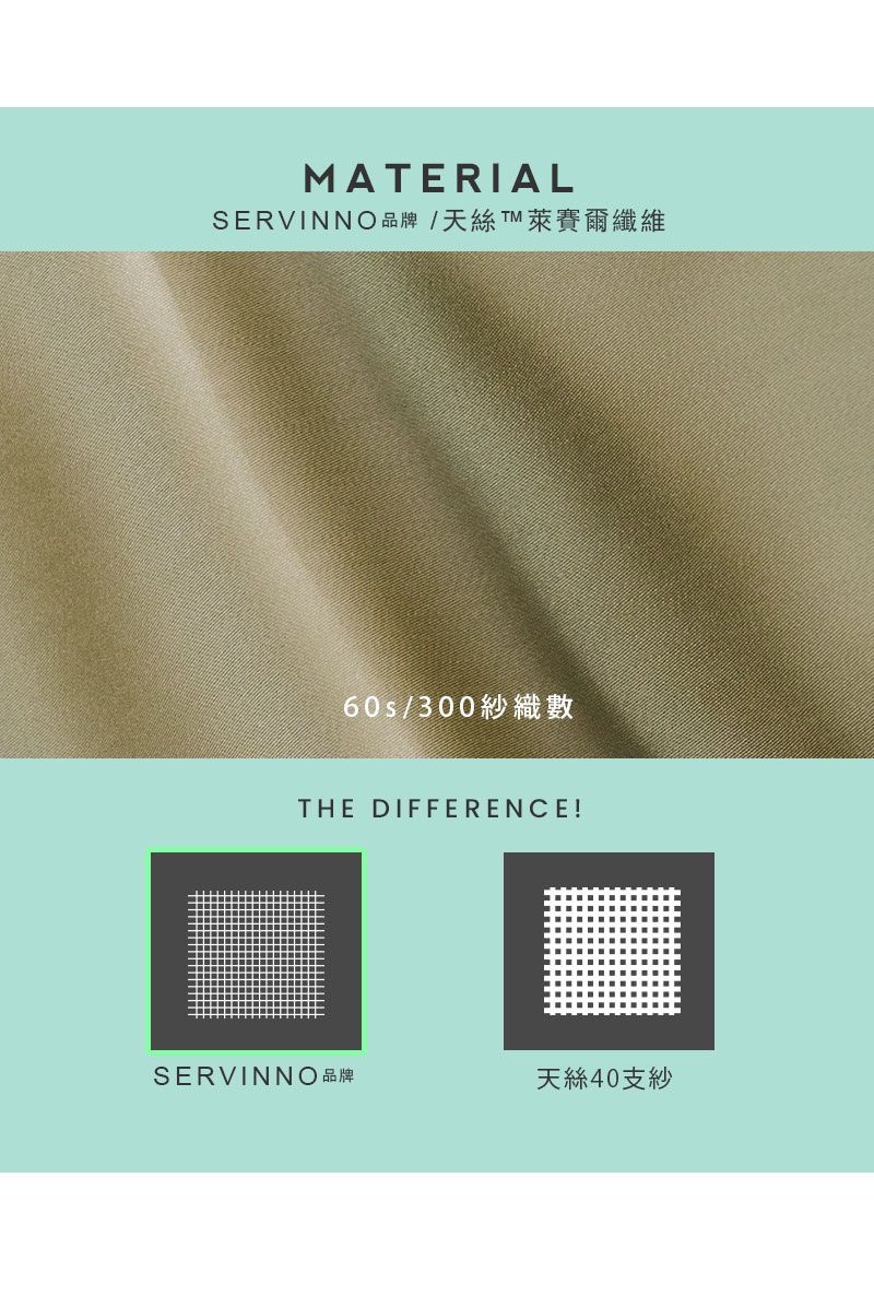 MATERIALSERVINNO品牌/天絲 TM 萊賽爾纖維60s/300THE DIFFERENCE!SERVINNO天絲40支