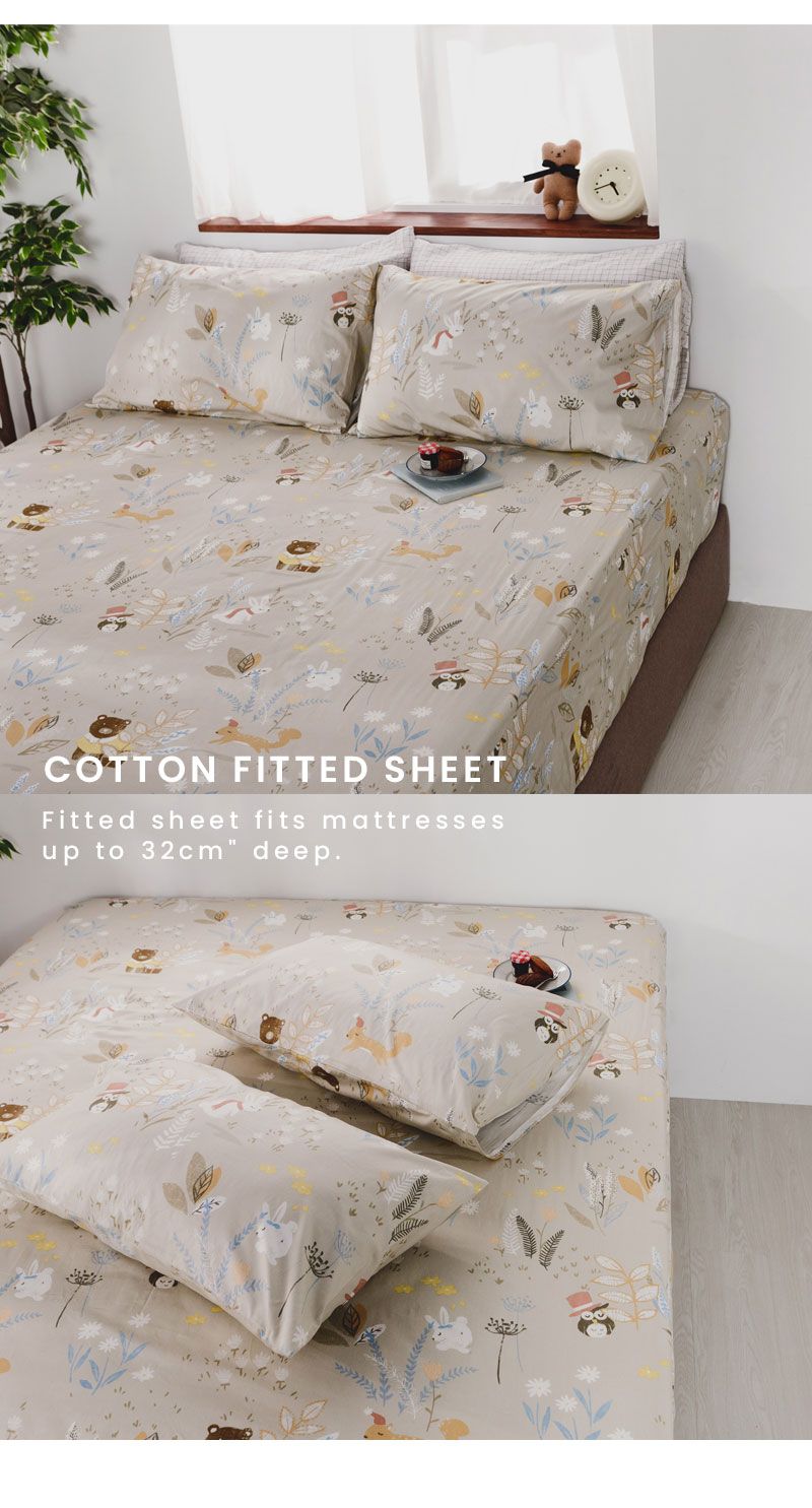 COTTON FITTED SHEETFitted sheet fits mattressesup to 32cm deep.