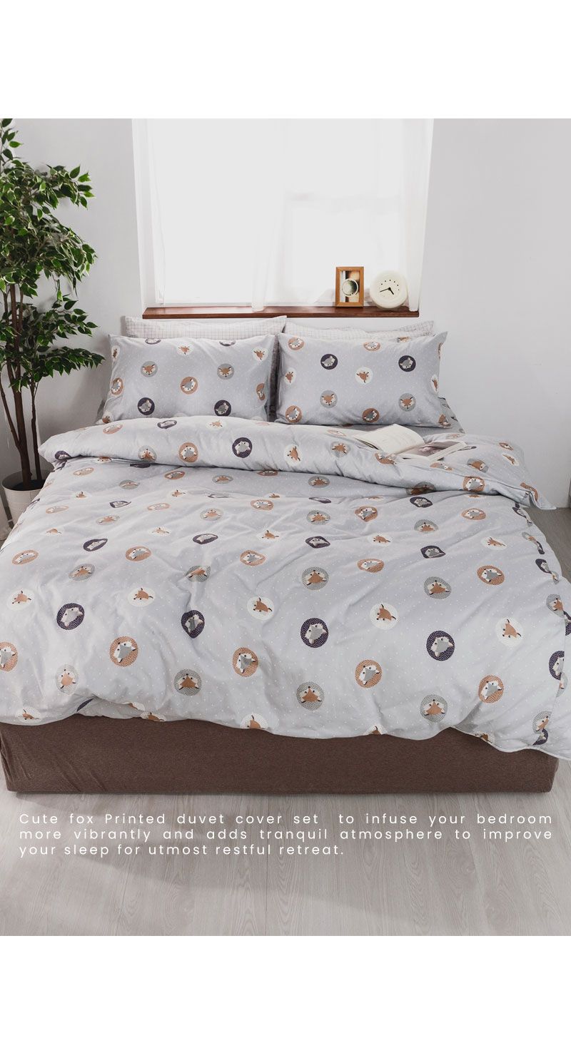 Cute fox Printed duvet cover set to infuse your bedroommore vibrantly and adds tranquil atmosphere to improveyour sleep for utmost restful retreat