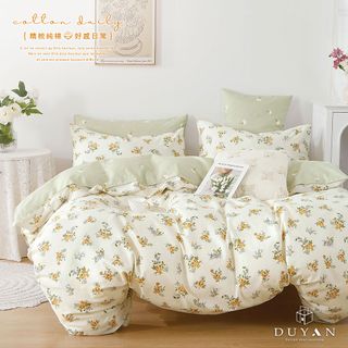 【DUYAN 竹漾】精梳純棉單人床包二件組 / 溫馨黃玫 台灣製