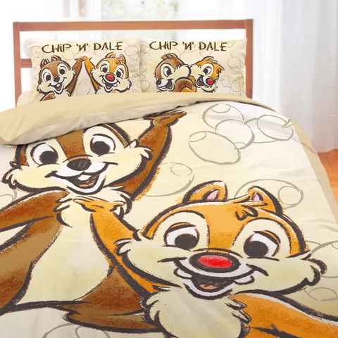 【享夢城堡】雙人加大床包枕套三件組6x6.2-奇奇蒂蒂 迪士尼小松果-棕