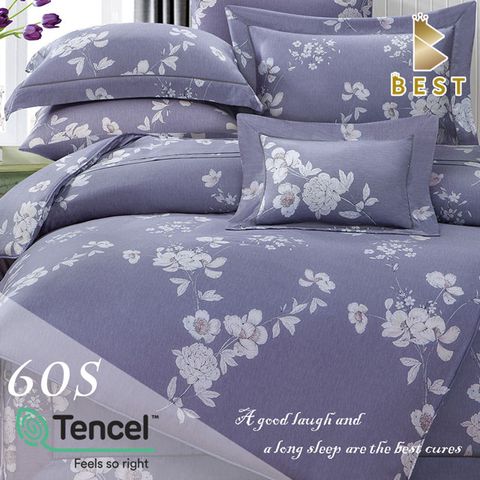 特大_60支頂級天絲兩用被床包組/100%TENCEL 海瑟薇-灰