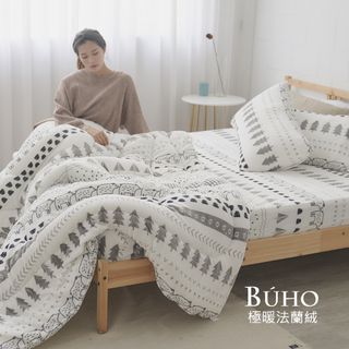 BUHO《趣覓童林》極柔暖法蘭絨3.5尺單人床包+舖棉暖暖被(150x200cm)三件組