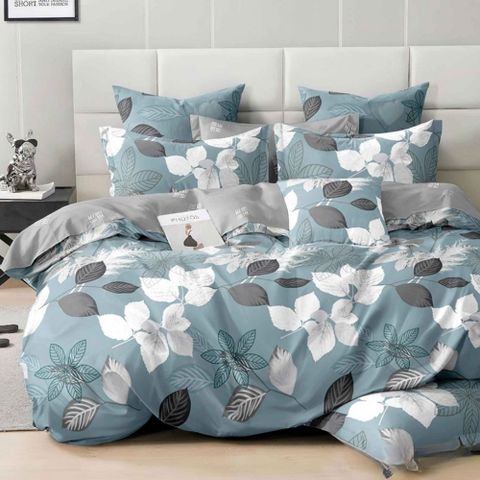 台灣製抗菌舒柔棉 兩用被套-雙人(四季被/兩用被/涼被/被套 四角有綁帶) 輕語夜影