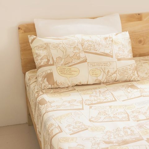 迪士尼奇奇蒂蒂100%天絲單人床包枕套組 - 正版 Tencel天絲萊賽爾纖維 吸濕排汗 寢具 含床包*1 枕套*1