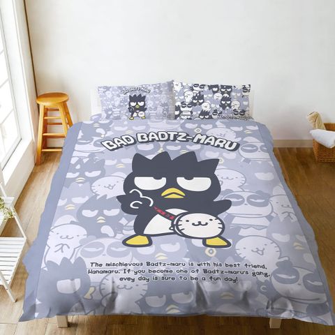 【戀家小舖】台灣製 酷企鵝 正版授權 雙人床包涼被四件組-百變酷企鵝