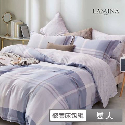 LAMINA 雙人 100%萊賽爾天絲兩用被套床包組-2款任選-(條紋系列)