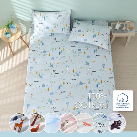 鴻宇 100%精梳棉 美國棉 雙人床包枕套三件組 多款任選